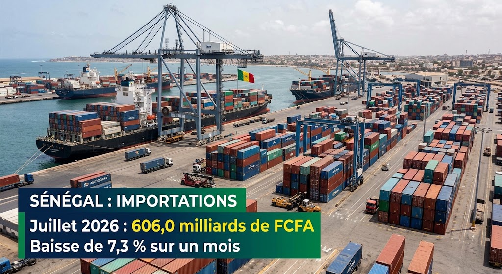 Importations du Sénégal : 606,0 milliards de FCFA décaissés en juillet 2026